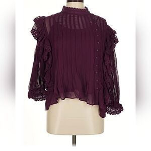 FARM Rio Deep Purple Ruffle Blouse